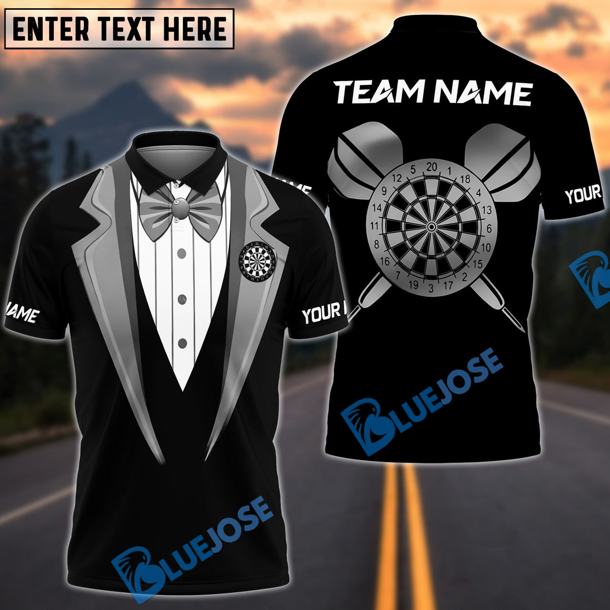 BlueJose Darts Gentleman Style Personalized Name, Team Name Shirt (6 Colors)