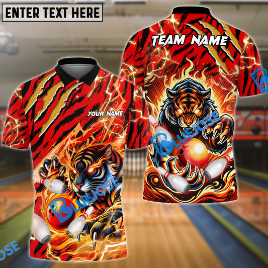 BlueJose Bowling and Pins Tiger Fight Personalized Name, Team Name 3D Shirt (4 Colors)