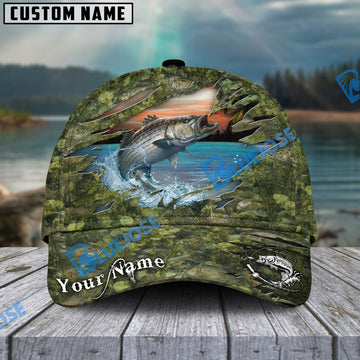 BlueJose Stripe Bass Fish Camouflage Fishing Personalized Cap