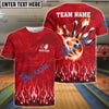 BlueJose Bowling And Pins Fireball Magic Customized Name 3D Shirt (4 Colors)