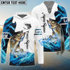 BlueJose Customize Name Walleye Fishing Water & White 3D Shirts