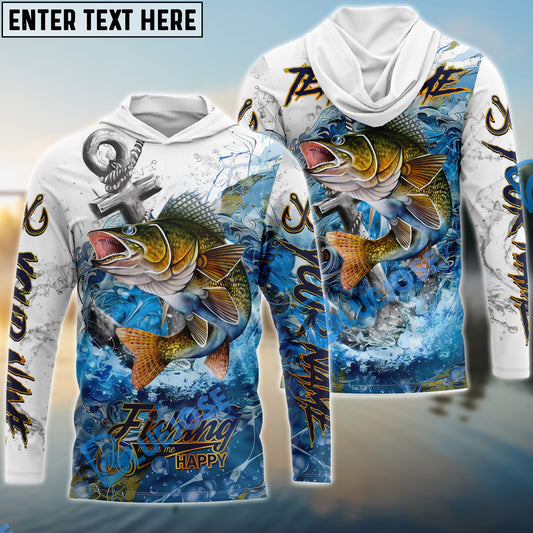 Bluejose Bass Fishing Anchor Ocean Splash Design Name & Team Name 3D Shirts