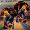 BlueJose Bowling And Pins Fire Raging Lion Customized Name, Team Name 3D Shirt (4 Colors)