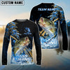 Bluejose Bass Fishing Hooked Jump Splash Custom Name & Team Name 3D Shirts