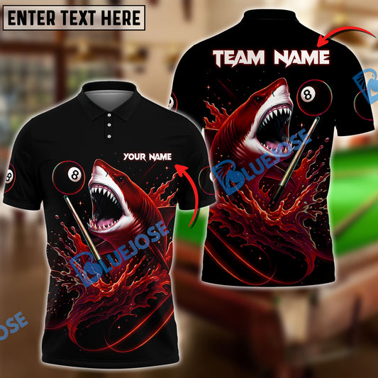 BlueJose Billiards Ball 8 Pool Shark Splash Power Personalized Name & Team Name Shirt (4 Colors)