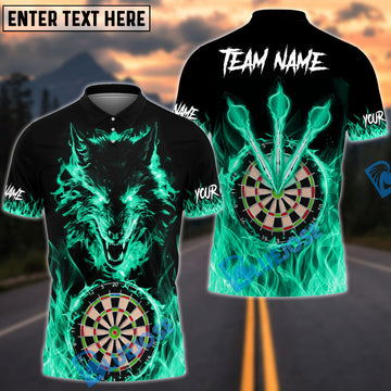 BlueJose Darts Wolf Fire Flame Personalized Name, Team Name 3D Shirt (4 Colors)