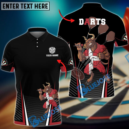 BlueJose Darts Bull Red Black Version Custom Polo Shirts