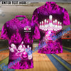 BlueJoses Bowling Flame Pattern Multicolor Customized Name 3D Polo Shirt