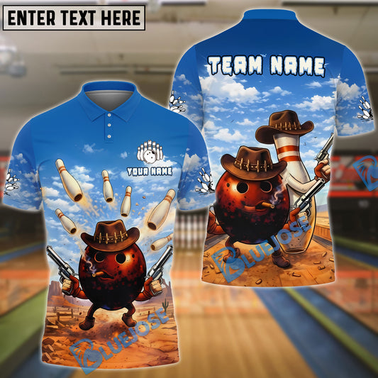 BlueJose Bowling Cowboy Pin Western Action Art Personalized Name, Team Name 3D Shirt