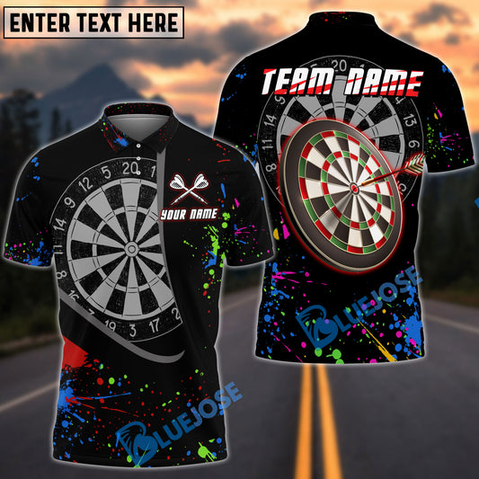 BlueJose Darts Color Splash Dartboard Personalized Name, Team Name Shirt (4 Colors)