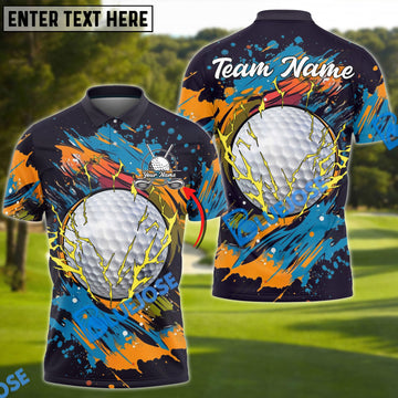 BlueJose Golf Thunder Graffiti Personalized Name, Team Name 3D Shirt