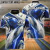 BlueJose Bowling And Pins Abstract Fluid White Customized Name, Team Name 3D Shirt (4 Colors)