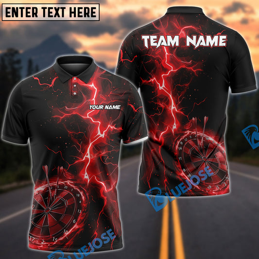 BlueJose Striking Lightning Design Pro Darts Tournament Multicolor Options Personalized Name Shirt (4 Colors)
