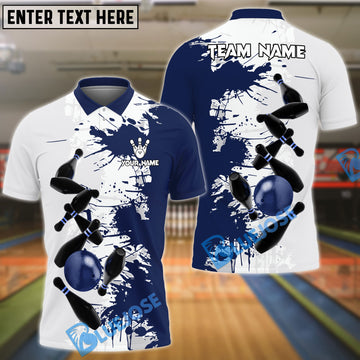 BlueJose Bowling And Pins Ink 3 Customized Name 3D Shirt (4 Colors)