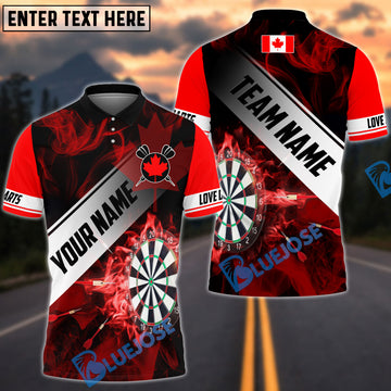 BlueJose Darts Canada Flag Personalized Name, Team Name Shirt