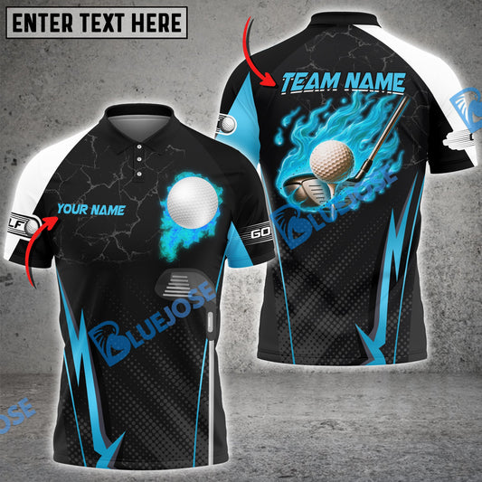 BlueJose Golf Fire Crack Customized Name, Team Name 3D Shirts (4 Colors)