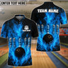 BlueJose Bowling And Pins Big Flame Customized Name, Team Name 3D Shirt (4 Colors)