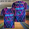 BlueJose Bowling And Pins Bowshit Neon Strike Customized Name, Team Name 3D Shirt (4 Colors)