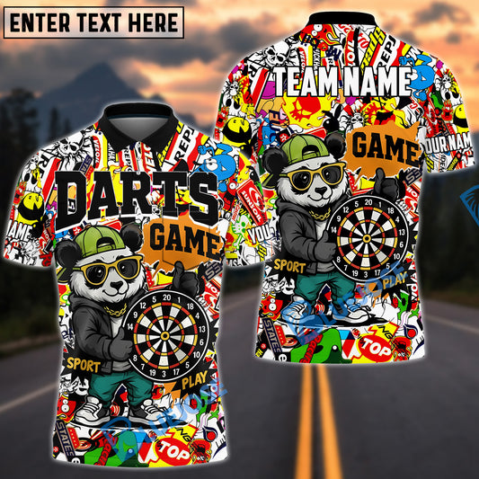 BlueJose Darts Cool Panda Personalized Name, Team Name Shirt