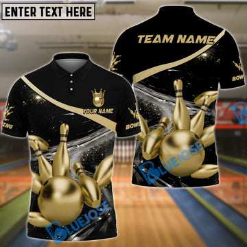 BlueJoses Bowling And Pins Premium Customized Name 3D Shirt ( 6 Colors)