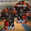 BlueJose Bowling Wolf Strike Flame Customized Name, Team Name 3D Shirt (4 Colors)