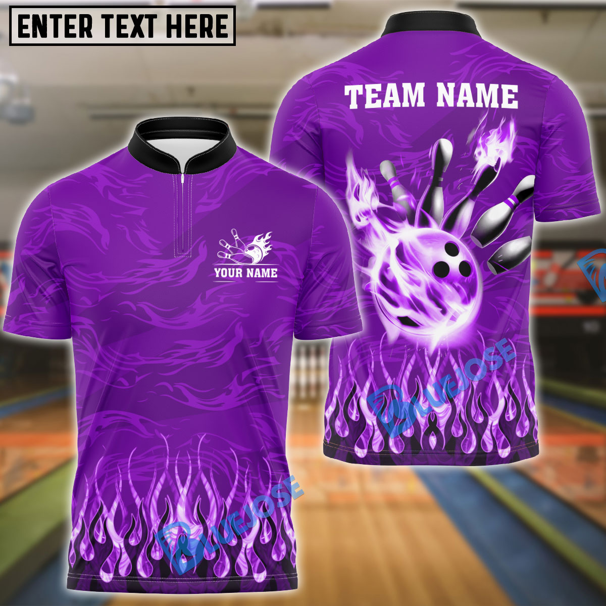 BlueJose Bowling And Pins Fireball Magic Customized Name 3D Shirt (4 Colors)