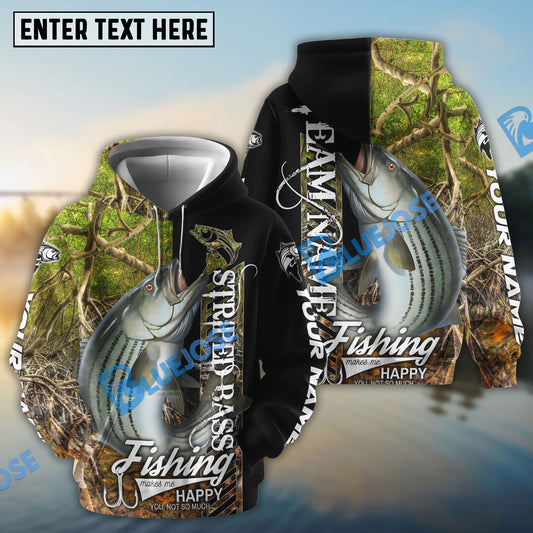 Bluejose Striped Bass Fishing Jungle Camo Custom Name & Team Name 3D Shirts