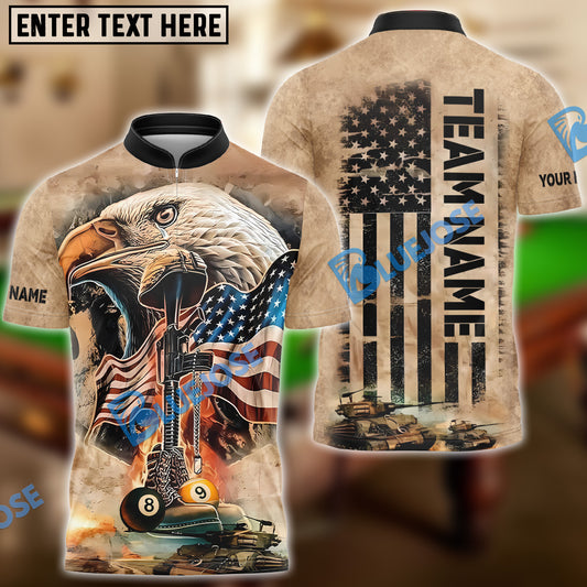 BlueJose Billiards Ball 8 & 9 Eagle Flag Veteran Customized Name, Team Name 3D Shirt