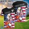 BlueJose Fire Golf Ball USA Eagle Personalized Name, Team Name 3D Shirt