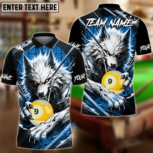 BlueJose Billiards 9 Ball Bloody Wolf Personalized Name, Team Name Unisex Shirt ( 4 Colors )