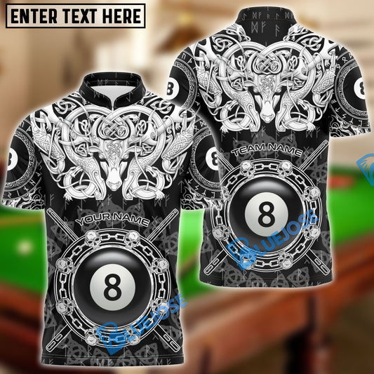 BlueJose Billiards Viking Pattern Personalized Name, Team Name Shirt