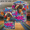 BlueJose Bowling And Pins Godzilla Graffiti Beer Customized Name, Team Name 3D Shirt (4 Colors)