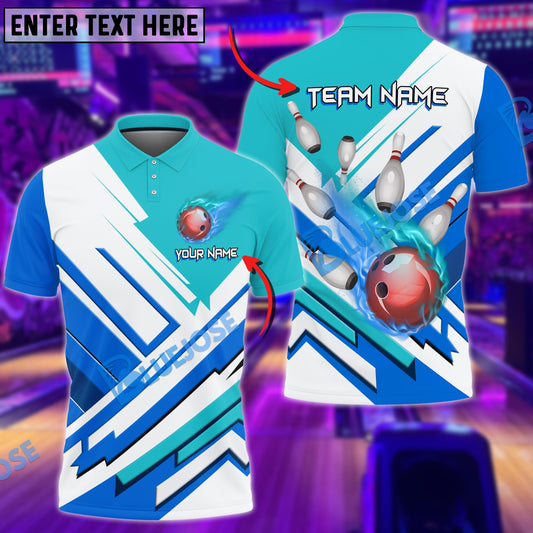 BlueJose Bowling And Pins The Twinside Flame Customized Name 3D Shirt (4 Colors)