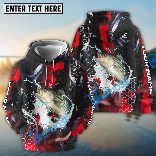 Bluejose Striped Bass Fishing Red Thunder Custom Name & Team Name 3D Shirts