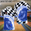 BlueJose Bowling And Pins Caro Pattern Customized Name 3D Shirt (4 Colors)