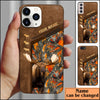 BlueJose Moose Hunting Premium Brown Pattern Personalized Name Phone Case (4 colors)