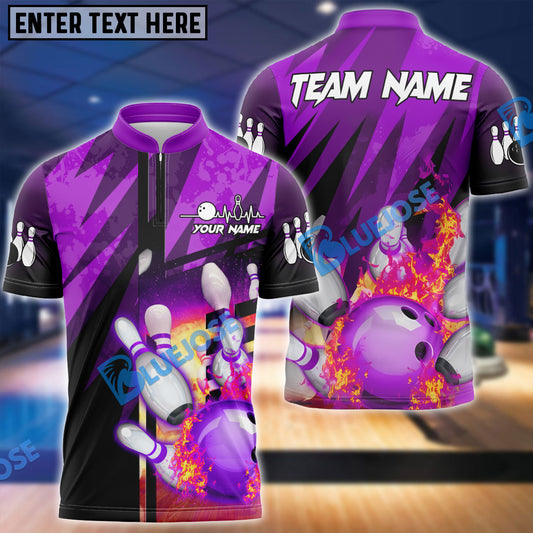 BlueJoses Bowling And Pins Abstract Grunge Texture Multicolor Personalized Name, Team Name 3D Shirt