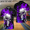 BlueJose Bowling Flaming Skull Strike Customized Name, Team Name 3D Shirt (4 Colors)
