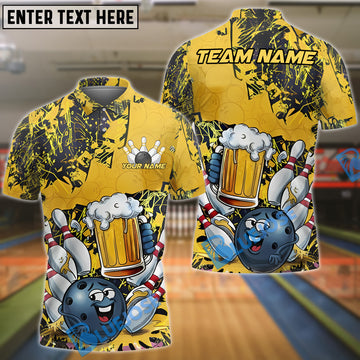 BlueJose Bowling Beer Mug Funny Ball Customized Name, Team Name 3D Shirt