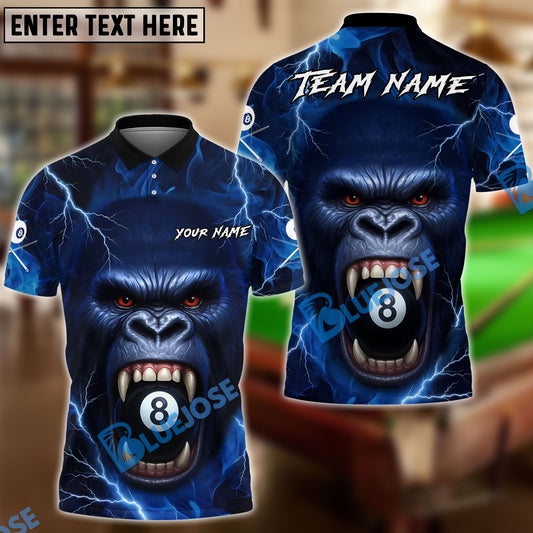 BlueJose Billiards Ball 8 Gorilla Fury Personalized Name, Team Name Unisex Shirt (4 Colors)