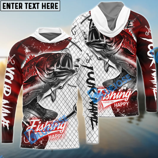 Bluejose Bass Fishing Dark Red Skin Sport Custom Name & Team Name 3D Shirts