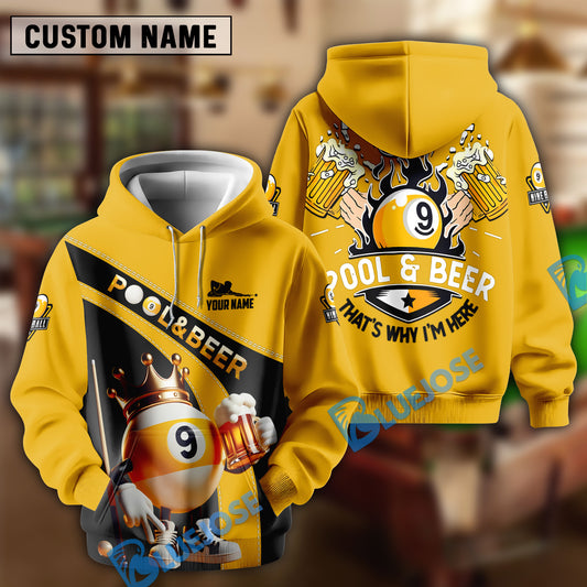 BlueJose Billiards Ball 9 Funny Pool And Beer Customized Name, Team Name 3D Shirt