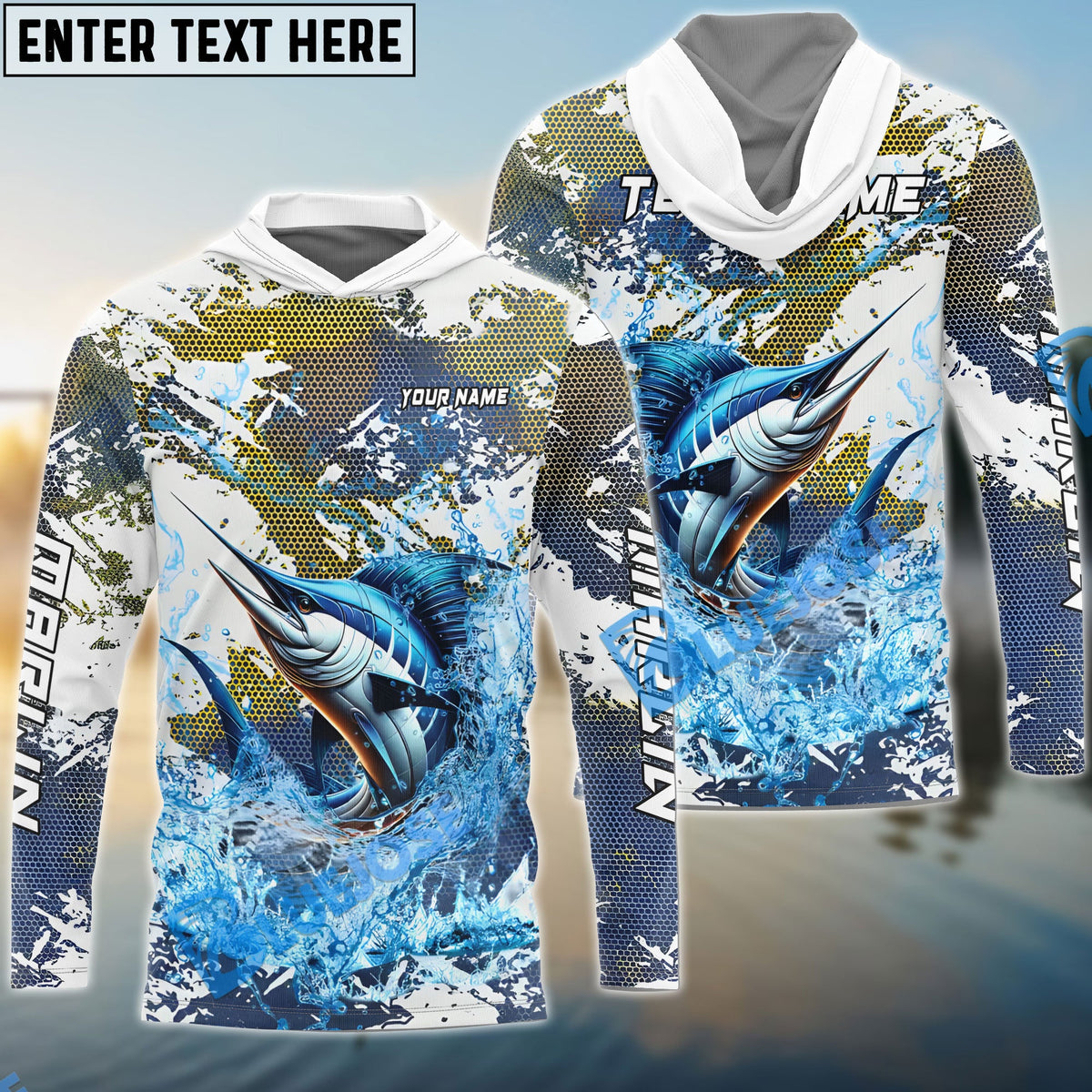 Bluejose Marlin Fishing Hooked On Victory Custom Name &amp; Team Name 3D Shirts