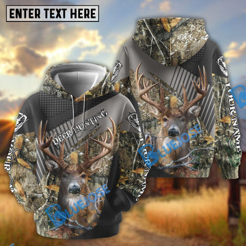 BlueJose Customized Name Deer Hunting Camo Grid Pattern 3D Shirt