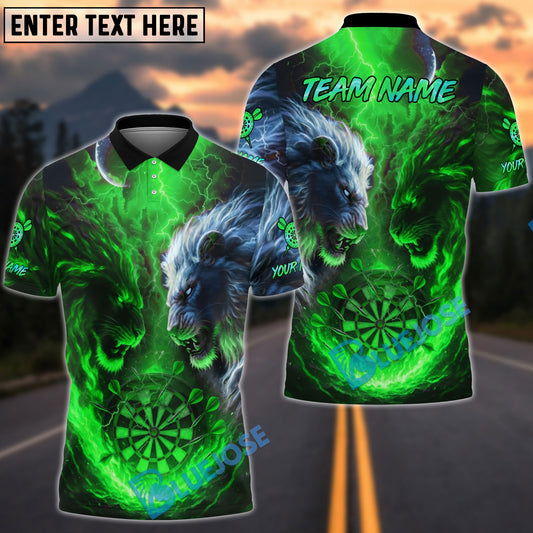 BlueJose Darts Lion Fire vs Ice Design Personalized Name, Team Name Unisex Shirt (4 Colors)