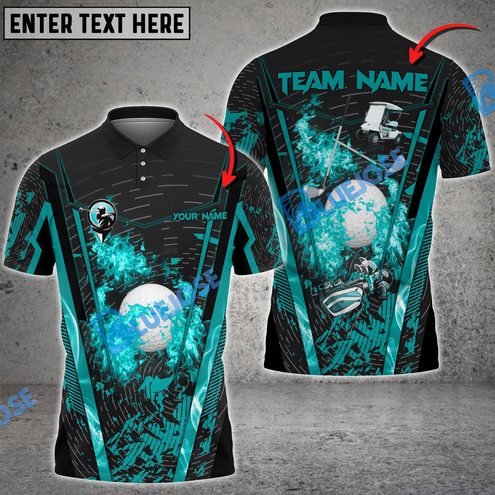 BlueJose Golf Abstract Grunge Texture Customized Name, Team Name 3D Shirts ( 6 Colors )