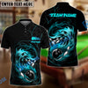 BlueJose Bowling And Pins Curved Paint Customized Name, Team Name 3D Shirt (4 Colors)