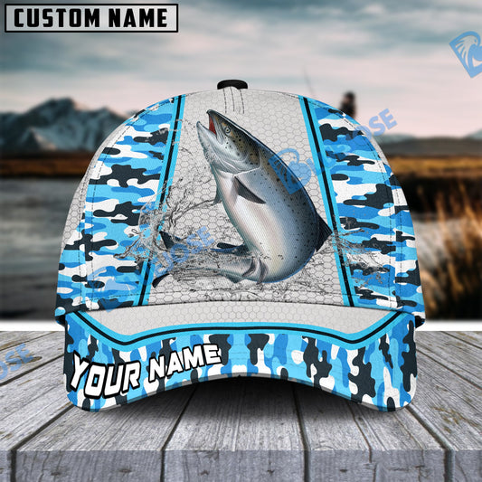 BlueJose Personalized Salmon Fishing Light Blue Camo Sport Classic Cap