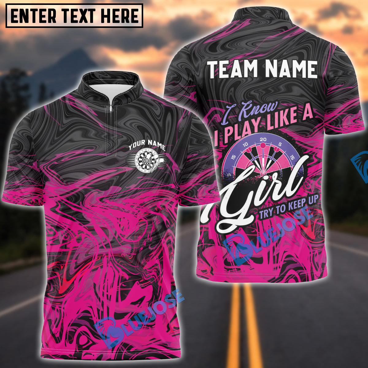 BlueJose Darts I Play Like A Girl Try To Keep Up Personalized Name Shirt