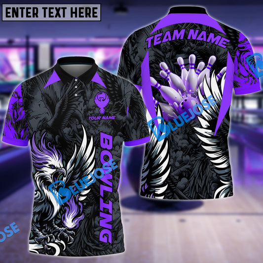 BlueJose Bowling And Pins Digital Phonenix Customized Name 3D Shirt (4 Colors)